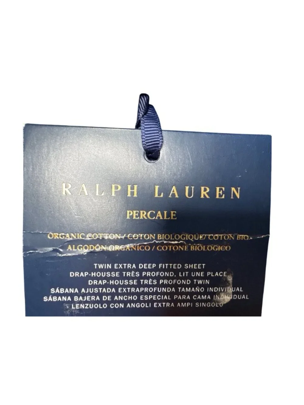 NWT Ralph Lauren Organic Cotton Percale Sheeting Harbor Blue Size Extra Twin